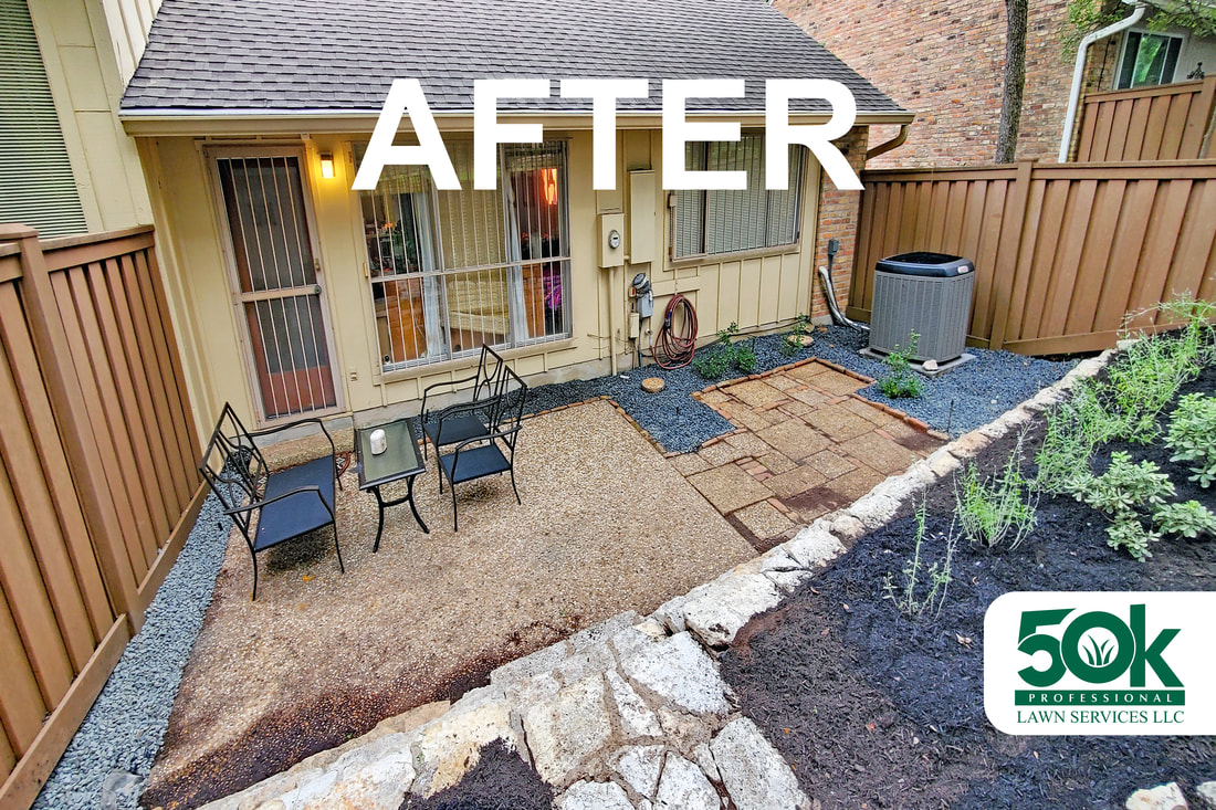 After Yard Cleanup and Landscape Installation at the Balcones Hills neighborhood in west Austin. (Angle 2)